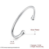 925 Silver Smooth Beads Bangle Bracelet Wedding Engagement Charm Jewelry