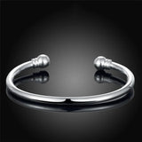 925 Silver Smooth Beads Bangle Bracelet Wedding Engagement Charm Jewelry