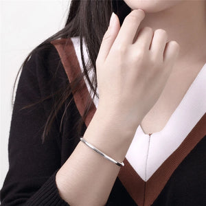 925 Silver Smooth Beads Bangle Bracelet Wedding Engagement Charm Jewelry