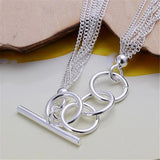 925 Sterling Silver Smooth Beads Multi-Chain Bracelet for Women