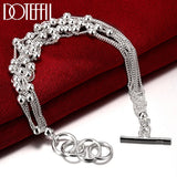 925 Sterling Silver Smooth Beads Multi-Chain Bracelet for Women
