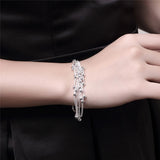 925 Sterling Silver Smooth Beads Multi-Chain Bracelet for Women
