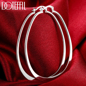 925 Silver Big Circle Hoop Earring Women Party Gift Charm Wedding Jewelry