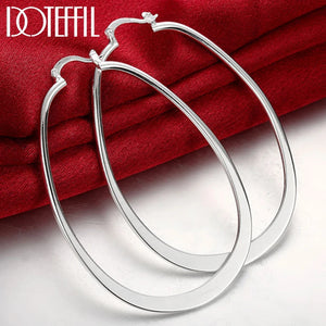 925 Silver Big Circle Hoop Earring Women Party Gift Charm Wedding Jewelry