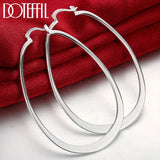 925 Silver Big Circle Hoop Earring Women Party Gift Charm Wedding Jewelry