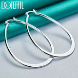 925 Silver Big Circle Hoop Earring Women Party Gift Charm Wedding Jewelry