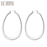 925 Silver Big Circle Hoop Earring Women Party Gift Charm Wedding Jewelry