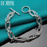 925 Sterling Silver Circle Chain Bracelet for Women's Charm Wedding Jewelry