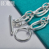 925 Sterling Silver Circle Chain Bracelet for Women's Charm Wedding Jewelry