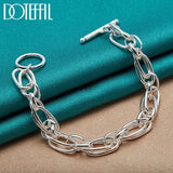 925 Silver Circle Chain Bracelet Women's Charm Jewelry