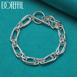 925 Sterling Silver Circle Chain Bracelet for Women's Charm Wedding Jewelry