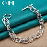 925 Sterling Silver Circle Chain Bracelet for Women's Charm Wedding Jewelry