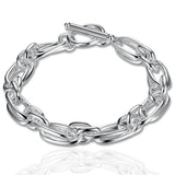 925 Sterling Silver Circle Chain Bracelet for Women's Charm Wedding Jewelry