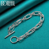 925 Silver Circle Chain Bracelet Women's Charm Jewelry