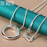 925 Silver Circle Pendant Necklace 18-30 Inch Chain Women Jewelry