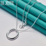 925 Silver Circle Pendant Necklace 18" Snake Chain