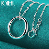 925 Silver Circle Pendant Necklace 18" Snake Chain