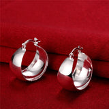 925 Silver Stud Earrings Smooth Convex Women Wedding Jewelry