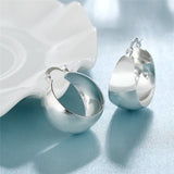 925 Silver Stud Earrings Smooth Convex Women Wedding Jewelry