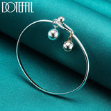 925 Silver Double Bead Bangle Bracelet Wedding Jewelry