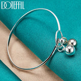 925 Silver Double Bead Bangle Bracelet Wedding Jewelry