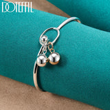 925 Silver Double Bead Bangle Bracelet Woman Jewelry