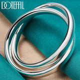 925 Sterling Silver Double Big Ring Bangle Bracelet for Women Men