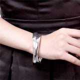 925 Silver Double Big Ring Bangle Bracelet Wedding Jewelry