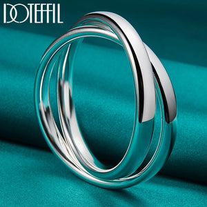 925 Silver Double Big Ring Bangle Bracelet Wedding Jewelry