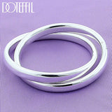 925 Sterling Silver Double Big Ring Bangle Bracelet for Women Men