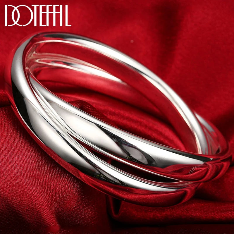 925 Silver Double Ring Bangle Bracelet