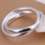 925 Silver Double Ring Bangle Bracelet
