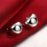 925 Silver Egg Shape Hoop Earrings Romantic Jewelry Wedding Gift