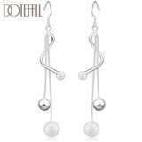 925 Silver Frosted Beads Drop Earrings Gift Wedding Party Jewelry