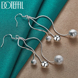 925 Silver Frosted Beads Drop Earrings Gift Wedding Party Jewelry