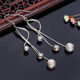 925 Silver Frosted Beads Ball Drops Earrings Women Gift Wedding