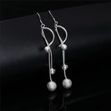 925 Silver Frosted Beads Ball Drops Earrings Women Gift Wedding