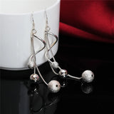 925 Silver Frosted Beads Ball Drops Earrings Women Gift Wedding