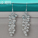 925 Silver Grape Bead Ball Earrings Wedding Jewelry