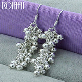 925 Silver Grape Bead Ball Earrings Wedding Jewelry