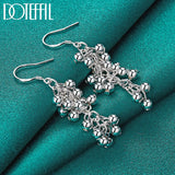 925 Silver Grape Bead Ball Earrings Wedding Jewelry
