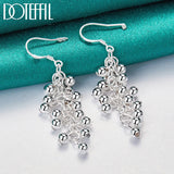 925 Silver Grape Bead Ball Earrings Wedding Jewelry