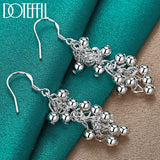 925 Silver Grape Bead Ball Earrings Wedding Jewelry
