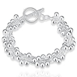925 Silver Grape Bead Bracelet Chain Wedding Jewelry