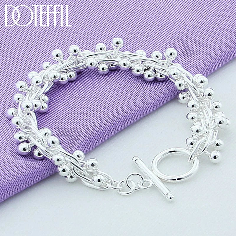 925 Silver Grape Bead Bracelet For Women