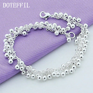 925 Sterling Silver Grape Bead Chain Bracelet Women Wedding Jewelry
