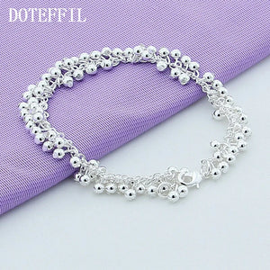 925 Sterling Silver Grape Bead Chain Bracelet Women Wedding Jewelry