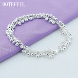 925 Sterling Silver Grape Bead Chain Bracelet Women Wedding Jewelry