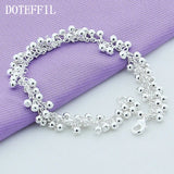925 Sterling Silver Grape Bead Chain Bracelet Women Wedding Jewelry