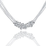 925 Silver Grape Beads Multi-Chain Necklace Wedding Jewelry